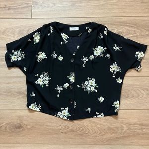 Elodie Silky Button Down floral print  Top